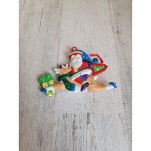 Midwest Canyon fall Santa Claus reindeer leap heart ceramic ornament